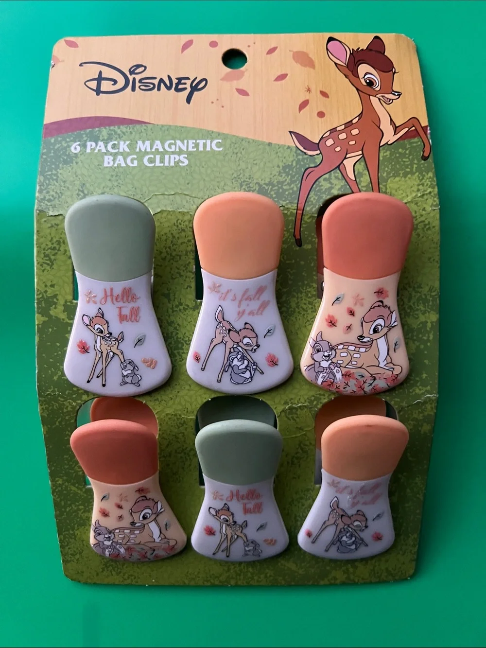 Disney Bambi Magnetic Bag Clips — Green, Peach, Coral